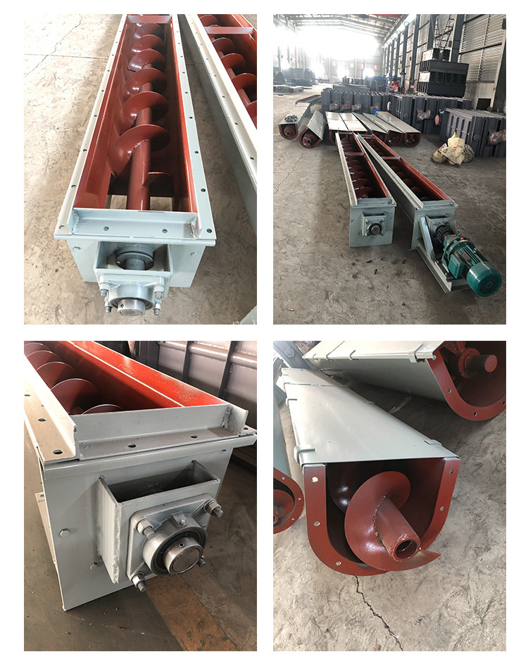 U型螺旋輸送機細(xì)節(jié)展示，采用不銹鋼材質(zhì)，輸送穩(wěn)定